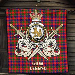 ScotsTee Shop Scottish Gow Modern Clan Crest Tartan Quilt The Golden Sword of Courageous Legacy Quilt