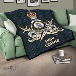 ScotsTee Shop Scottish Hope Clan Originaux Clan Crest Tartan Quilt The Golden Sword of Courageous Legacy Quilt