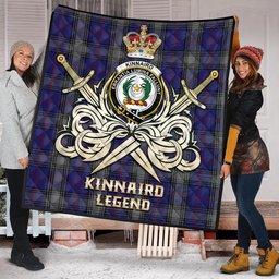 ScotsTee Shop Scottish Kinnaird Clan Crest Tartan Quilt The Golden Sword of Courageous Legacy Quilt