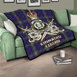 ScotsTee Shop Scottish Kinnaird Clan Crest Tartan Quilt The Golden Sword of Courageous Legacy Quilt