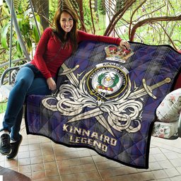 ScotsTee Shop Scottish Kinnaird Clan Crest Tartan Quilt The Golden Sword of Courageous Legacy Quilt