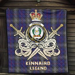 ScotsTee Shop Scottish Kinnaird Clan Crest Tartan Quilt The Golden Sword of Courageous Legacy Quilt