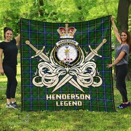 ScotsTee Shop Scottish Henderson Modern Clan Crest Tartan Quilt The Golden Sword of Courageous Legacy Quilt
