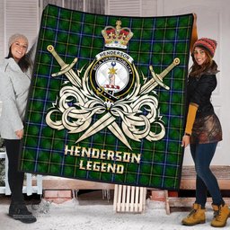ScotsTee Shop Scottish Henderson Modern Clan Crest Tartan Quilt The Golden Sword of Courageous Legacy Quilt
