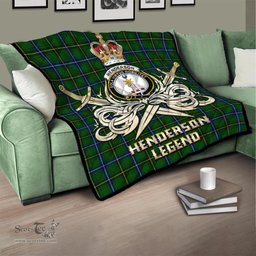 ScotsTee Shop Scottish Henderson Modern Clan Crest Tartan Quilt The Golden Sword of Courageous Legacy Quilt