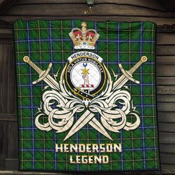 ScotsTee Shop Scottish Henderson Modern Clan Crest Tartan Quilt The Golden Sword of Courageous Legacy Quilt