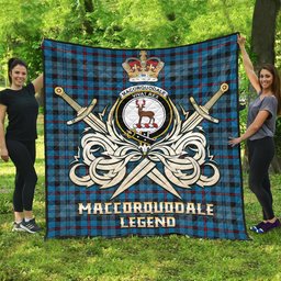 ScotsTee Shop Scottish MacCorquodale Clan Crest Tartan Quilt The Golden Sword of Courageous Legacy Quilt