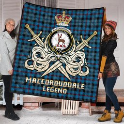 ScotsTee Shop Scottish MacCorquodale Clan Crest Tartan Quilt The Golden Sword of Courageous Legacy Quilt