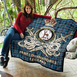 ScotsTee Shop Scottish MacCorquodale Clan Crest Tartan Quilt The Golden Sword of Courageous Legacy Quilt