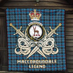 ScotsTee Shop Scottish MacCorquodale Clan Crest Tartan Quilt The Golden Sword of Courageous Legacy Quilt