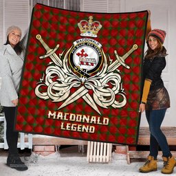 ScotsTee Shop Scottish MacDonald of Sleat Clan Crest Tartan Quilt The Golden Sword of Courageous Legacy Quilt
