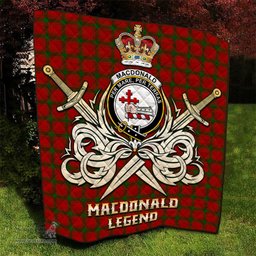 ScotsTee Shop Scottish MacDonald of Sleat Clan Crest Tartan Quilt The Golden Sword of Courageous Legacy Quilt
