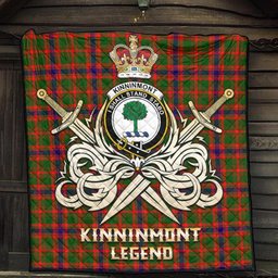 ScotsTee Shop Scottish Kinninmont Clan Crest Tartan Quilt The Golden Sword of Courageous Legacy Quilt