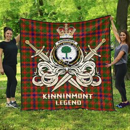 ScotsTee Shop Scottish Kinninmont Clan Crest Tartan Quilt The Golden Sword of Courageous Legacy Quilt