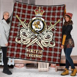 ScotsTee Shop Scottish MacFie Dress Clan Crest Tartan Quilt The Golden Sword of Courageous Legacy Quilt