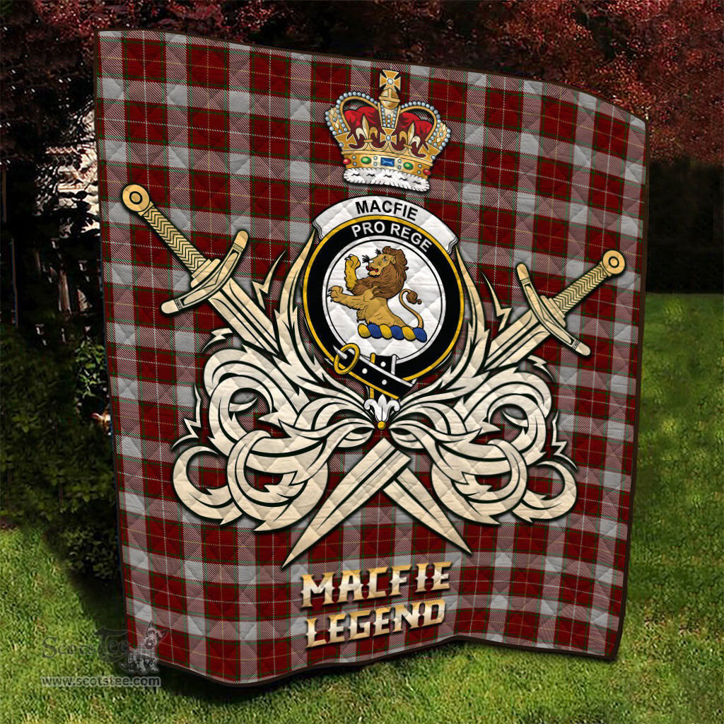 ScotsTee Shop Scottish MacFie Dress Clan Crest Tartan Quilt The Golden Sword of Courageous Legacy Quilt