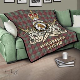 ScotsTee Shop Scottish MacGregor Hunting Ancient Clan Crest Tartan Quilt The Golden Sword of Courageous Legacy Quilt