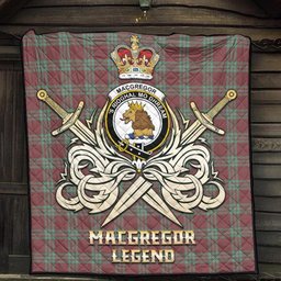 ScotsTee Shop Scottish MacGregor Hunting Ancient Clan Crest Tartan Quilt The Golden Sword of Courageous Legacy Quilt
