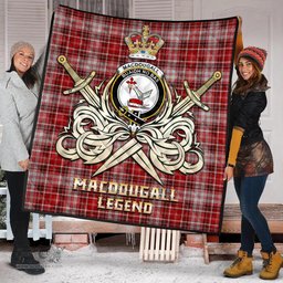 ScotsTee Shop Scottish MacDougall Dress Clan Crest Tartan Quilt The Golden Sword of Courageous Legacy Quilt