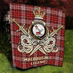 ScotsTee Shop Scottish MacDougall Dress Clan Crest Tartan Quilt The Golden Sword of Courageous Legacy Quilt