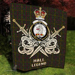 ScotsTee Shop Scottish Hall Clan Crest Tartan Quilt The Golden Sword of Courageous Legacy Quilt
