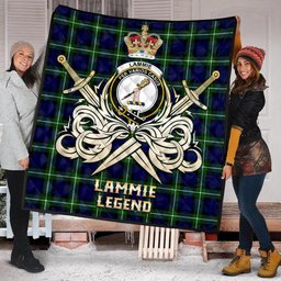 ScotsTee Shop Scottish Lammie Clan Crest Tartan Quilt The Golden Sword of Courageous Legacy Quilt