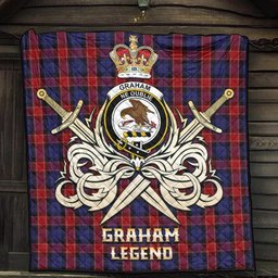 ScotsTee Shop Scottish Graham of Menteith Red Clan Crest Tartan Quilt The Golden Sword of Courageous Legacy Quilt