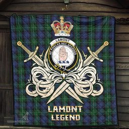ScotsTee Shop Scottish Lamont #2 Clan Crest Tartan Quilt The Golden Sword of Courageous Legacy Quilt