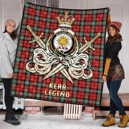 ScotsTee Shop Scottish Kerr Ancient Clan Crest Tartan Quilt The Golden Sword of Courageous Legacy Quilt