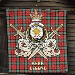 ScotsTee Shop Scottish Kerr Ancient Clan Crest Tartan Quilt The Golden Sword of Courageous Legacy Quilt