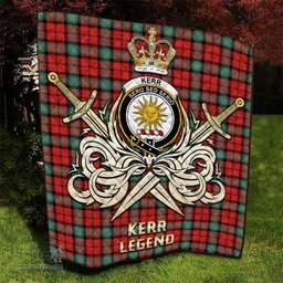 ScotsTee Shop Scottish Kerr Ancient Clan Crest Tartan Quilt The Golden Sword of Courageous Legacy Quilt