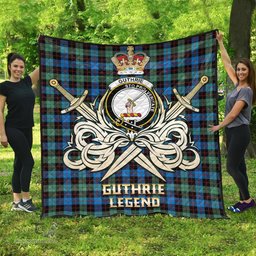 ScotsTee Shop Scottish Guthrie Ancient Clan Crest Tartan Quilt The Golden Sword of Courageous Legacy Quilt