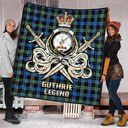 ScotsTee Shop Scottish Guthrie Ancient Clan Crest Tartan Quilt The Golden Sword of Courageous Legacy Quilt
