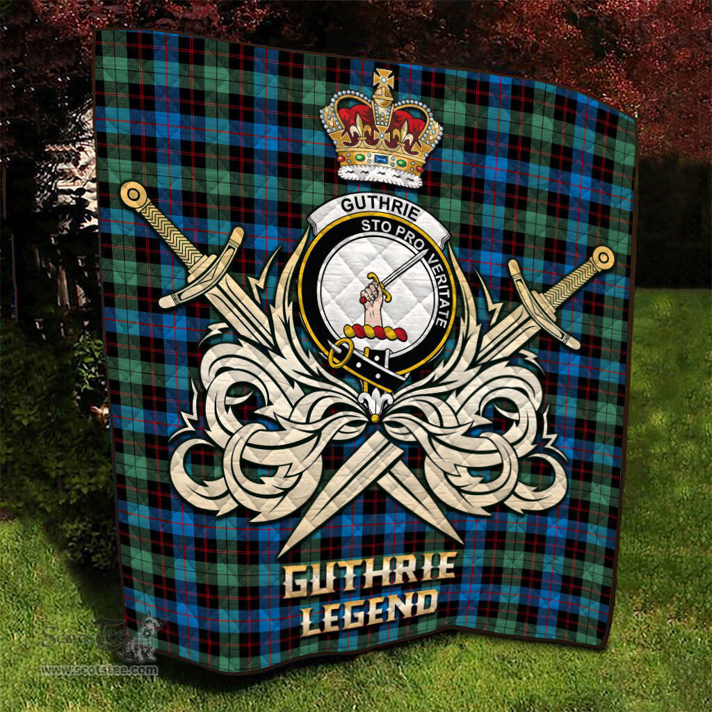 ScotsTee Shop Scottish Guthrie Ancient Clan Crest Tartan Quilt The Golden Sword of Courageous Legacy Quilt
