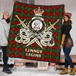 ScotsTee Shop Scottish Lennox Clan Crest Tartan Quilt The Golden Sword of Courageous Legacy Quilt
