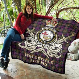 ScotsTee Shop Scottish MacDonald Modern Clan Crest Tartan Quilt The Golden Sword of Courageous Legacy Quilt