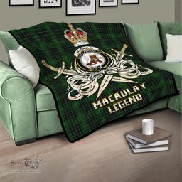 ScotsTee Shop Scottish MacAulay Hunting Clan Crest Tartan Quilt The Golden Sword of Courageous Legacy Quilt