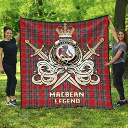 ScotsTee Shop Scottish MacBean Clan Crest Tartan Quilt The Golden Sword of Courageous Legacy Quilt