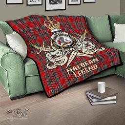 ScotsTee Shop Scottish MacBean Clan Crest Tartan Quilt The Golden Sword of Courageous Legacy Quilt