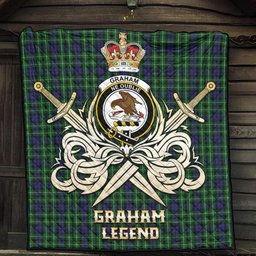 ScotsTee Shop Scottish Graham of Montrose Clan Crest Tartan Quilt The Golden Sword of Courageous Legacy Quilt