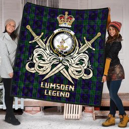 ScotsTee Shop Scottish Lumsden Green Clan Crest Tartan Quilt The Golden Sword of Courageous Legacy Quilt