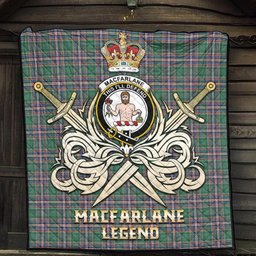 ScotsTee Shop Scottish MacFarlane Hunting Ancient Clan Crest Tartan Quilt The Golden Sword of Courageous Legacy Quilt
