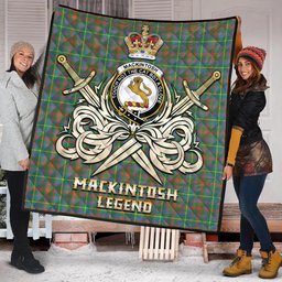 ScotsTee Shop Scottish MacKintosh Hunting Ancient Clan Crest Tartan Quilt The Golden Sword of Courageous Legacy Quilt