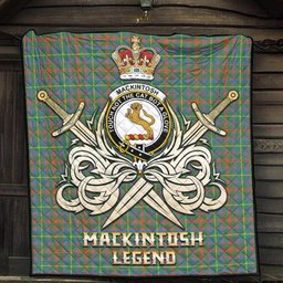 ScotsTee Shop Scottish MacKintosh Hunting Ancient Clan Crest Tartan Quilt The Golden Sword of Courageous Legacy Quilt
