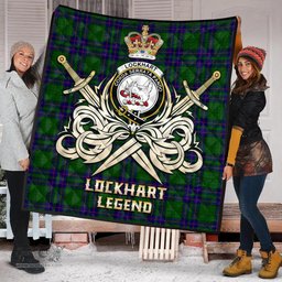 ScotsTee Shop Scottish Lockhart Modern Clan Crest Tartan Quilt The Golden Sword of Courageous Legacy Quilt