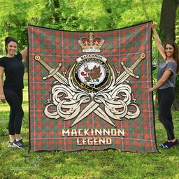 ScotsTee Shop Scottish MacKinnon Ancient Clan Crest Tartan Quilt The Golden Sword of Courageous Legacy Quilt