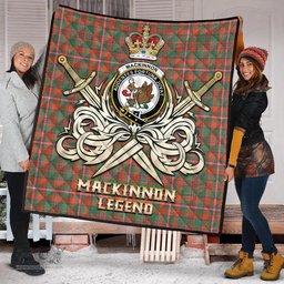 ScotsTee Shop Scottish MacKinnon Ancient Clan Crest Tartan Quilt The Golden Sword of Courageous Legacy Quilt