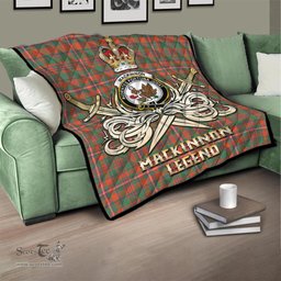 ScotsTee Shop Scottish MacKinnon Ancient Clan Crest Tartan Quilt The Golden Sword of Courageous Legacy Quilt
