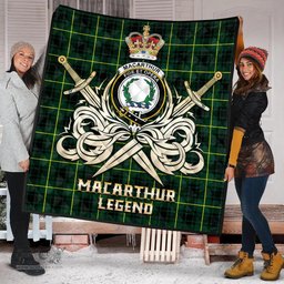 ScotsTee Shop Scottish MacArthur Modern Clan Crest Tartan Quilt The Golden Sword of Courageous Legacy Quilt