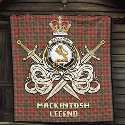 ScotsTee Shop Scottish MacKintosh Hunting Weathered Clan Crest Tartan Quilt The Golden Sword of Courageous Legacy Quilt